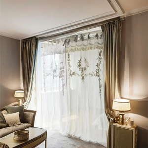 Vente en gros 100% rideaux en lin blanc broderie florale grise œillets personnalisés pour la maison Vintage pour la technique tissée de printemps de café - Product Image 1