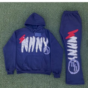NUEVO Custom 3D Puff Print Sweatsuits Dos piezas Fleece, Chándal Set Joggers de algodón de gran tamaño, pantalones de chándal acampanados y conjunto con capucha - Product Image 4
