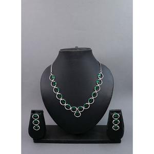 Collier en argent plaqué diamant américain (AD) pour femmes et filles, ensemble de bijoux de mariage de haute qualité, accessoires de mode - Product Image 5