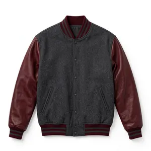 Veste universitaire en cuir véritable de haute qualité avec boutons pression personnalisés et patchs OEM - Product Image 4