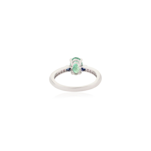 Minimalist Oval Cut Emerald Round Brilliant Cut Blue Sapphire & Ruby Solitaire Accent Gemstone <b>Fine</b> <b>Ring</b> Jewelry Gift for Her - Product Image 6