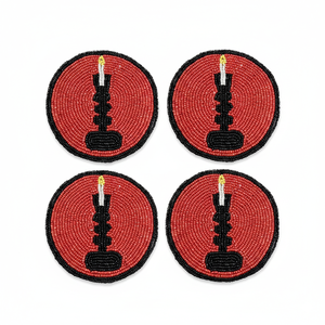 Posavasos de Té con Cuentas Hecho a Mano, Edición Clásica, Diseño de Espadas en Blanco y Negro, Redondo, Elegante Adorno de Mesa - Product Image 5