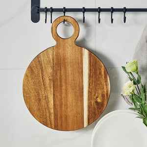 Tabla Redonda de Madera de Acacia para Servir con Asa para Colgar, Tabla de Quesos, Tabla para Pizza, Tabla de Charcutería, Tabla de Cocina - Product Image 1