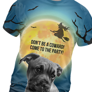 Camiseta con Estampado de Sublimación Personalizado, Diseño Gráfico de Halloween con Foto de Perro, Unisex, Temática de Fiesta, OEM, ODM, Poliéster, Alta Calidad - Product Image 3