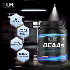 INLIFE Suplemento de BCAA en Polvo, Glutamina, Citrulina Malato, Vitamina B6, Electrolitos, Suplemento Deportivo 450g, para Huesos y Articulaciones de Adultos - Product Image 2