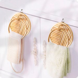 <b>Kitchen</b> organizer rattan <b>towel</b> <b>holder</b> ring scarf hanger good quality hand <b>towels</b> wall rack - Product Image 6