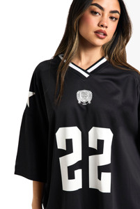 Factory Custom Retro Soccer Jersey Oversized American Football Jersey Women Plus Size Polyester Mesh Streetwear <b>Cropped</b> Jersey - Product Image 5