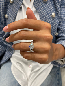 แหวนเพชรทรงกลมคุณภาพสูง 3.50 กะรัต เพชรเพาะเลี้ยงในห้องปฏิบัติการ รับรองโดย IGI สี D E F ความสะอาด VVS VS ทองคำ ทองคำกุหลาบ ทองคำขาว - Product Image 3