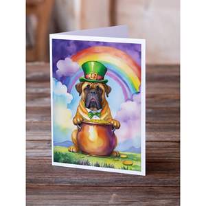 Cartes de vœux lunatiques de la Saint-Patrick Lot de 8 cartes de note A7 vierges avec enveloppes Bullmastiff Design taille 5x7 - Product Image 2