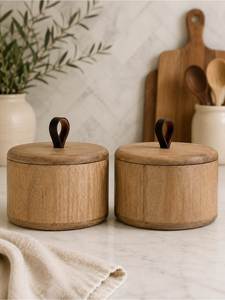 Wooden Square Eco-Friendly Multifunction Food Storage Jar Lid Airtight Moisture Proof Kitchen Container <b>Sugar</b> Spices Handcrafted - Product Image 5