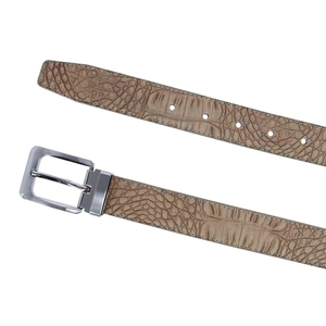 Cinturones de Vestir Reversibles para Hombre de Alta Calidad, Personalizados OEM, con Estampado de Cocodrilo, Color Taupe, Cuero Genuino, Diseño Personalizado al por Mayor - Product Image 2