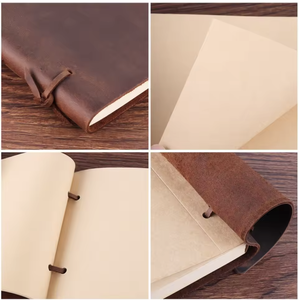 Retro Handcrafted Genuine Leather Hardcover 2-Hole Loose Leaf <b>Notebook</b> Sketchbook with Water Color Paper 100 Sheets Gift - Product Image 4