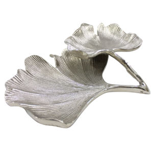 Plateau de service élégant en forme de feuille, plateau en métal pour la vaisselle de la maison, couleur nickel brillant, vaisselle artisanale personnalisée - Product Image 3