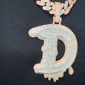 Iced Out Moissanite <b>Initial</b> Personalized Letter Name <b>Pendant</b> 925 <b>Silver</b> Rose Gold Plated Micro Pave Hip Hop Charm Men's Jewelry - Product Image 4