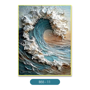 Peinture murale en soie artisanale de luxe, design vagues bruyantes, décoration intérieure blanche, Vietnam OEM ODM - Product Image 1