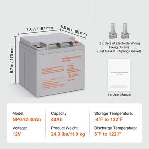 Batería Marina AGM Recargable de 12V 40AH con Corriente de Descarga de 400A para Scooters de Movilidad y Sillas de Ruedas Eléctricas - Product Image 3