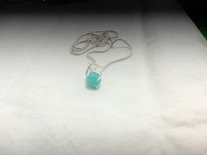 Collar ovalado de larimar natural, collar de plata alemana con piedras preciosas, joyería para mujer, regalo, joyería hecha a mano, piedra tallada. - Product Image 2