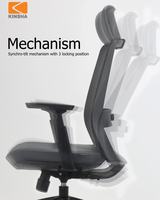 Chaise de bureau exécutive ergonomique moderne KINSHA avec accoudoirs et appui-tête réglables électriquement, chaise pivotante en maille pour bureau à domicile