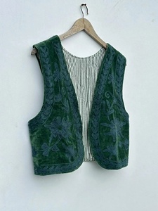 Nitin Exports Vintage Bohemian Velvet Cotton Beaded Sleeveless Vest Indian Ethnic Summer Breathable Knitted Short Outerwear - Product Image 3