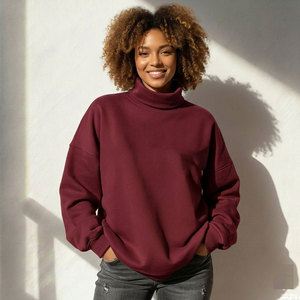 Sweat-shirt personnalisé pour femme, broderie streetwear, col montant, manches longues, en tissu polyester/coton, écologique, pour l'automne - Product Image 3