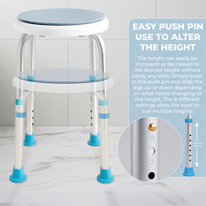 Durable Lightweight Aluminum Adjustable <b>Rotating</b> Modern Bath Seat Disabled Shower <b>Chair</b> 135kg Capacity Elderly Rehabilitation - Product Image 3