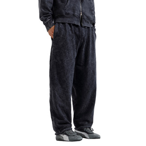 Men's Casual High Quality Anti-Wrinkle Fleece 100% Cotton <b>Drawstring</b> Waist Sweatpants Loose Fit <b>Trouser</b> Distressed Embroidery - Product Image 2
