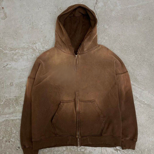 เสื้อฮู้ดซิปอัพโอเวอร์ไซส์สำหรับผู้ชาย สไตล์สตรีทแวร์ลำลอง - Product Image 5