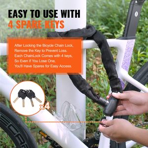 Chaîne antivol robuste de 1,8 m avec 4 clés – Verrou de sécurité renforcé pour vélos et motos - Product Image 6