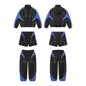 Conjunto Deportivo de Moda, Chaqueta y Pantalones Cortavientos de Forro Polar Reflectante de Poliéster, Personalizado, de Alta Calidad, para Invierno - Product Image 1