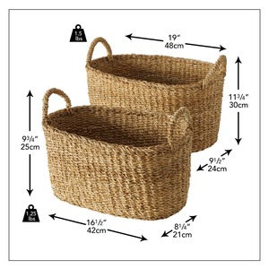 ชุดตะกร้าหวายรูปวงรี 2 ใบ พร้อมหูหิ้ว ตะกร้าเก็บของทำมือ ขายส่ง เป็นมิตรกับสิ่งแวดล้อม ผลิตในเวียดนาม - Product Image 2