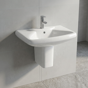 Lavabo rustique carré en céramique sur demi-pied avec options de couleur pour India Home Mall - Product Image 3