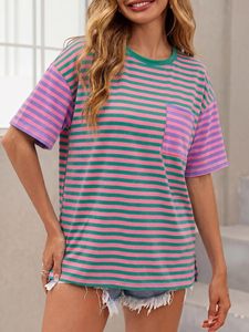 Camiseta de mujer de color sólido, informal, de manga corta, 100% algodón, talla grande, muy vendida. - Product Image 3