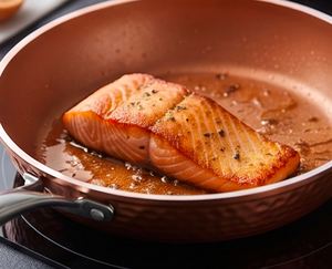 Copper Frying Pan With Glass Lid Stainless Steel Handle Non-Stick Interior Modern Design For Gas And Induction Cooker - Product Image 2