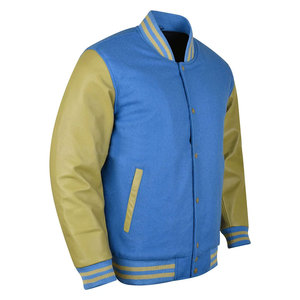 High Quality Custom Men's Varsity <b>Jacket</b> Stand Collar Letterman Style Wool Sleeves Direct Manufacturer <b>Winter</b> Cartoon Front - Product Image 1