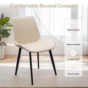 Set di Sedie da Pranzo Moderne in Pelle PU Beige con Gambe in Metallo per Cucina, Ristorante, Soggiorno e Sala Riunioni - Product Image 5