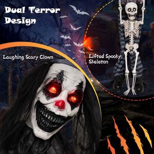Decorazione di Halloween: Clown Animato a Grandezza Naturale da 70 Pollici con Occhi Luminosi, Luci e Suono - Product Image 4