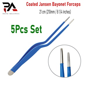 Pinces à baïonnette Jansen non conductrices de qualité allemande, 21 cm (8 1/4 pouces), pointe dentelée, électrochirurgicales, ORL - Product Image 1