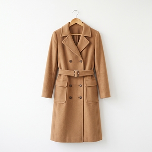 Women's Winter <b>Belted</b> <b>Wool</b> <b>Coat</b> Classic Warm Elegant Long <b>Coat</b> OEM ODM Wholesale Factory Private Label Low MOQ - Product Image 2