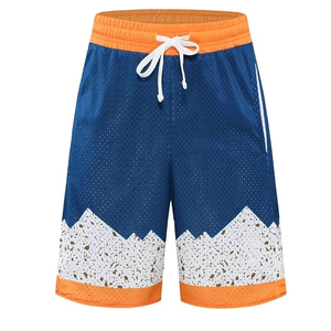 ผู้ผลิตกางเกงบาสเก็ตบอลตาข่ายผู้ชายแบบ OEM ODM เอวยางยืด มีเชือกผูก กระเป๋าข้าง พิมพ์ลายดิจิตอล 3 มิติ แบบซับลิเมชั่น - Product Image 1