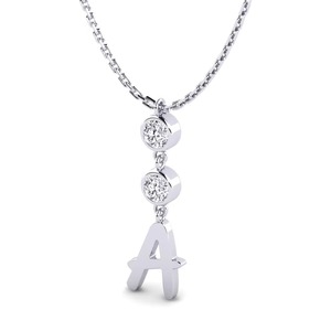 Pendentif Lettre A en Argent 925 avec Moissanite et Diamant Rond Brillant Sertis à Griffes – Pendentif Classique Unisexe - Product Image 1
