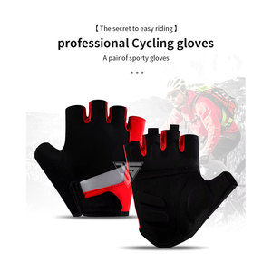 Gants de cyclisme unisexes d'hiver, doux, antidérapants, mi-doigts, imperméables, compatibles écran tactile, avec fermeture éclair, en tissu polyester extensible et doux comme une serviette - Product Image 1