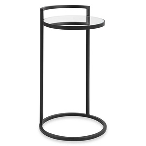 Mesa de bebidas delgada para exteriores con superficie redonda y detalles en lazo, estructura resistente a la intemperie para patio, balcón, relajación y bares - Product Image 5