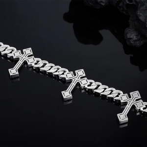 Pulsera de lujo estilo Hip Hop con cruz cubana Iced Out de moissanita VVS y diamantes, de plata de ley 925, para hombre y mujer - Product Image 2