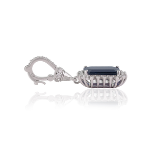 Nouveautés : Pendentif statement ouvrable en or blanc 14 carats pour femme, saphir bleu et diamants taille octogonale, design unique - Product Image 5