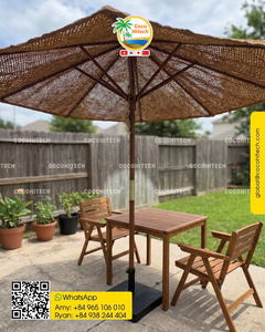 Natural Coconut Coir Fiber Parasol for Beach Resorts Eco-Friendly Outdoor Sunshade 280CM Diameter Mechanical <b>Timer</b> Control-COCO - Product Image 1