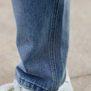 Nuevos Jeans Slim Fit para Hombre, Corte Recto, Lavado, Modernos, Azules, de Color Sólido, con Bolsillos con Cremallera, Pantalones Casuales - Product Image 4