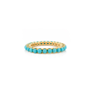 Bague éternité en or blanc 14 carats avec saphir et pierres naturelles serties à griffes - Product Image 3