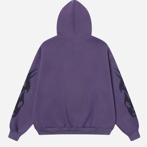 Sudadera con capucha unisex personalizada, estilo acid wash, oversize, con cremallera y pedrería, logotipo bordado, para ropa informal de moda urbana, para marcas de ropa. - Product Image 5