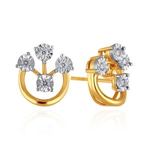 Pendientes de Diamantes Tiara Halo, Minimalistas, Oro Amarillo, Corte Brillante Redondo, Color G Natural, para Uso Diario de Mujer - Product Image 2