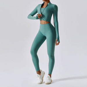 Conjunto de Yoga para Mujer, Leggings de Cintura Alta y Sujetador Deportivo con Tirantes Cruzados, Ropa de Gimnasio para Fitness, Pilates, Entrenamiento y Running - Product Image 1